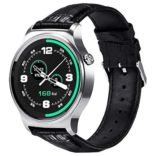 SODIAL(R) GW01 Smart Watch MTK2502 Bluetooth Heart Rate Monitor Smartwatch Full(black Leather)