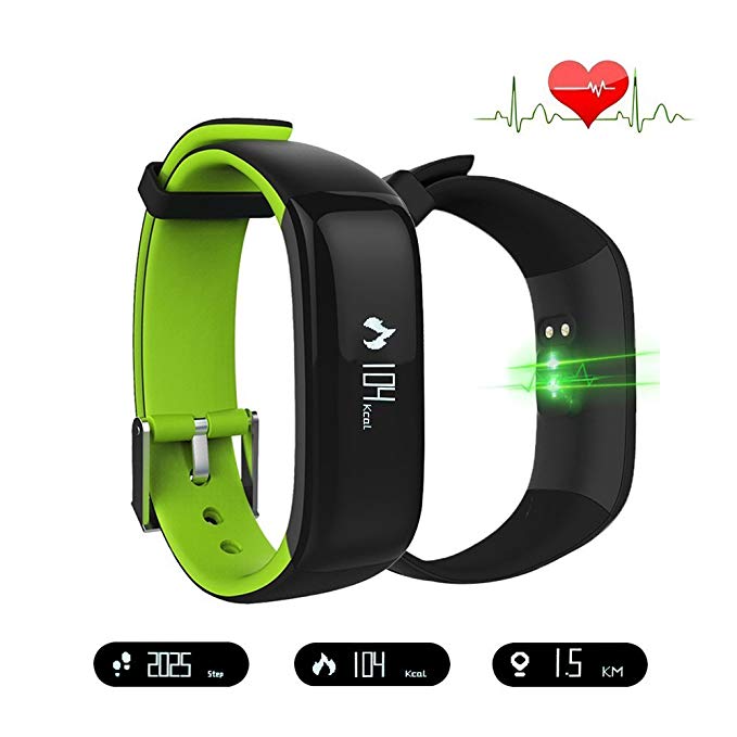 Smart Band Watchband Health Fitness Tracker with Heart Rate Monitor and Blood Pressure Sports Smart Wristband Pedometer Smart Bracelet Bluetooth Smart Watch For IOS Android Phone (Green)