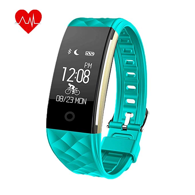 Heart Rate Activity Fitness Tracker - S2 Wireless Bluetooth IP67 Waterproof Sports Wristband Pedometer Sleep Monitor/ Call Reminder/ Calorie Counter/ Remote Camera for Android IOS Smartphone(Green)