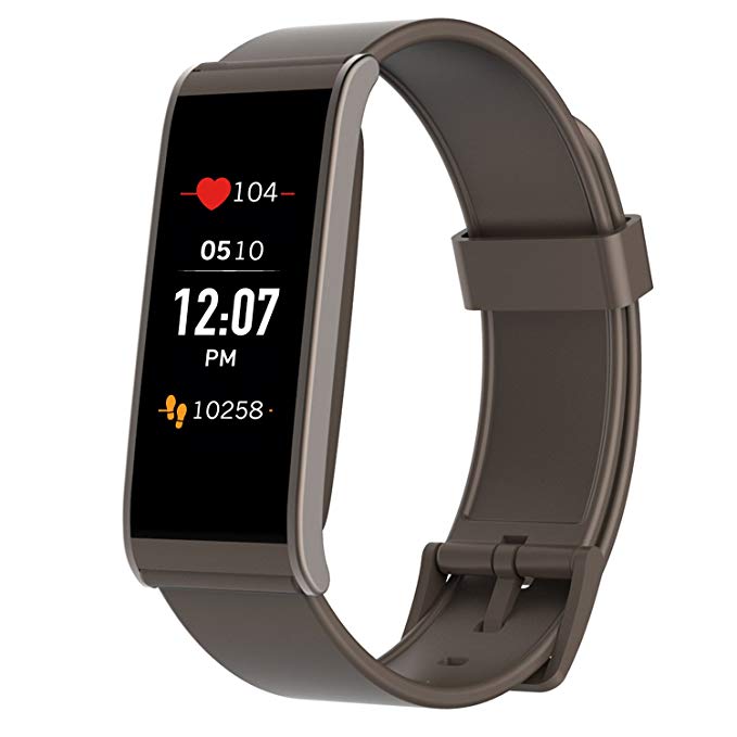 MyKronoz ZeFit4 HR Fitness Activity Tracker with Heart Rate Monitoring, Color Touchscreen & Smart Notifications - Brown/Brown