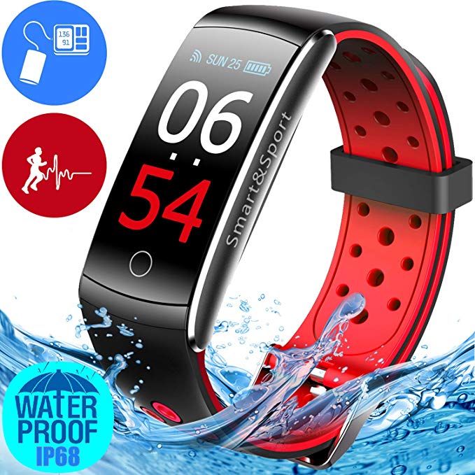 YAKOO Waterproof Fitness Tracker IPS OLED Screen Smart Watch with Heart Rate Monitor Blood Pressure Sleep Monitor Pedometer Calorie Counter Sport Activity GPS Tracker Bracelet for Swim Women Men Gift