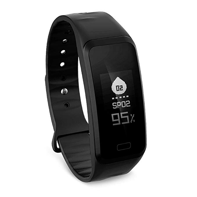 R1 Fitness tracker Heart Rate Monitor Smart Bracelet Health Tracker Activity Fitness Wristband Pedometer,Sport Tracker-for Running Walking Sleeping for iPhone 8/X Android and iOS Smart Phones (Black)