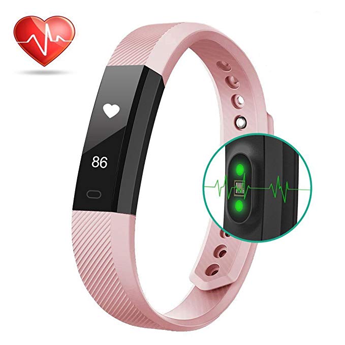 YinTonet Fitness Tracker with Heart Rate Monitor - ID115HR Wristband Activity Tracker Call Remind Life Waterproof Calorie Counter Wireless Pedometer Sport Sleep Monitor for Android iOS Phone（Pink）