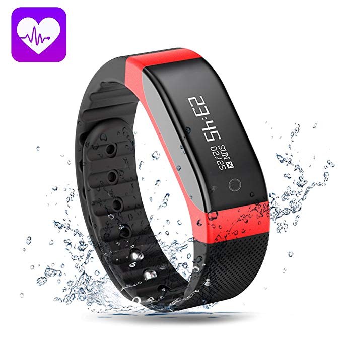 Smartlife Fitness Tracker Watch, Bluetooth4.0 Heart Rate Monitor Smart Watch, Ip 65 Waterproof Activity Tracker with Alarm Calls SMS Reminder Sleep Monitor Pedometer for iOS & Android (Red)