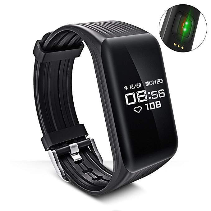 LONGET Fitness Tracker Smart Bracelet Sustained Heart Rate Monitor Touch Screen Bluetooth Wireless IP68 Waterproof Activity Wristband Pedometer Caloria Watch for Android & IOS