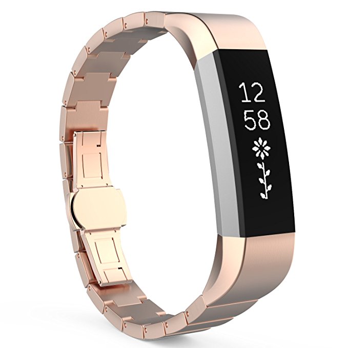 MoKo Band for Fitbit Alta HR and Alta, MoKo Stainless Steel Replacement Smart Watch Band Wrist Strap Bracelet with Butterfly Buckle Clasp for Fitbit Alta / Fitbit Alta HR, Fits 5.11