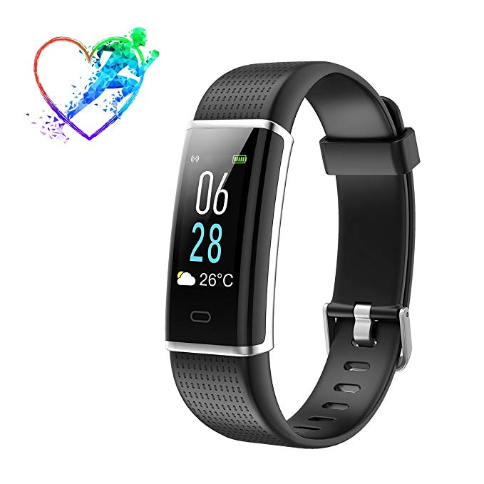 Fitness Tracker, TopElek Fitness Watch with Colorful LCD Display, Heart Rate Monitor, 14 Exercise Modes, Weather Forecast, Sleep Monitor, IP68 Waterproof Activity Tracker, Pedometer for Kids Women Men