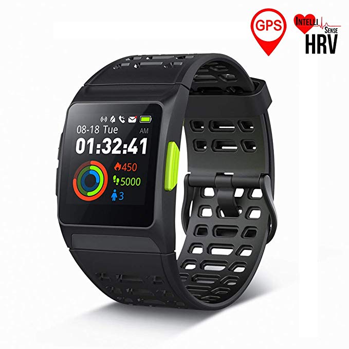 GPS Running Watch,S8 Smart Watch HRV Analysis Heart Rate/Sleeping/Fatigue Monitor IP67 Waterproof Fitness Tracker with Multi-Sports Mode Message Notifications Color Touch Screen For Android and IOS