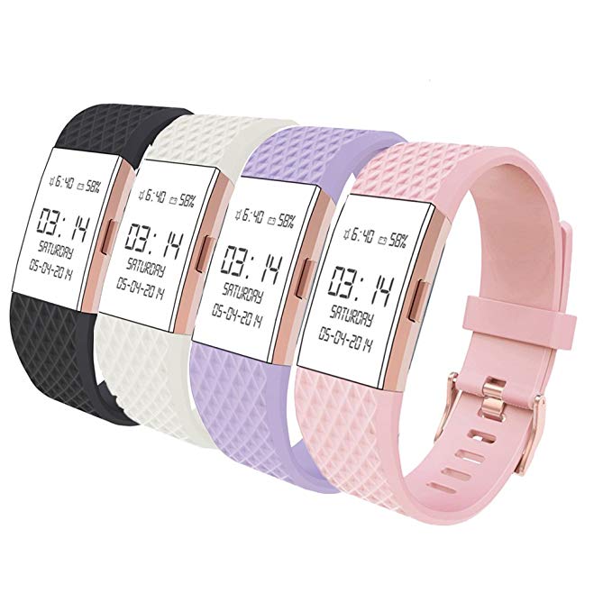 Wearlizer Compatible Fitbit Charge 2 Bands Accessories Silicone Straps Replacement Fitbit Charge 2 Special Edition Lavender Rose Gold Fit bit Charge 2