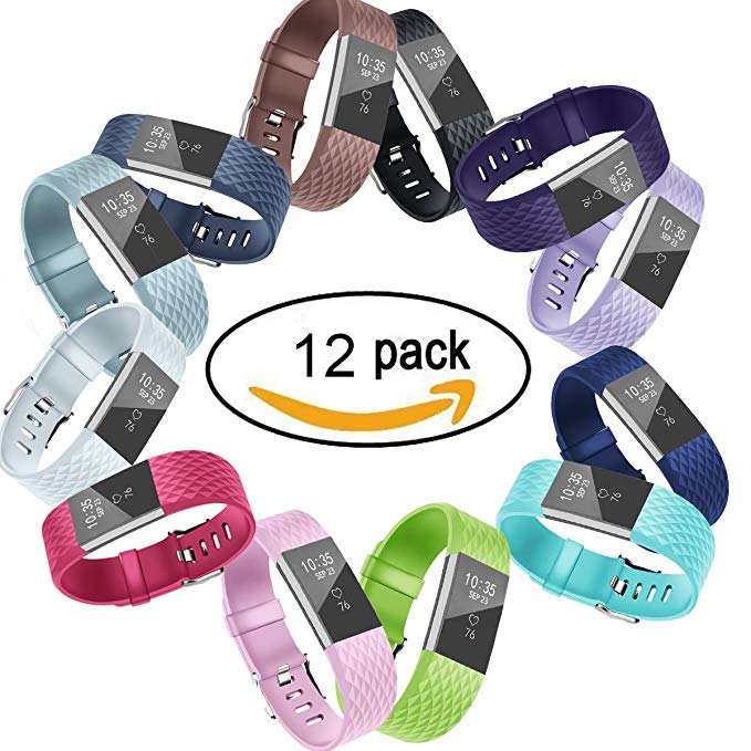 Fitbit Charge 2 Band,Silicone Sport Wristband with Secure Metal Buckle Clasp for Fitbit Charge 2 Replacement Wristbands