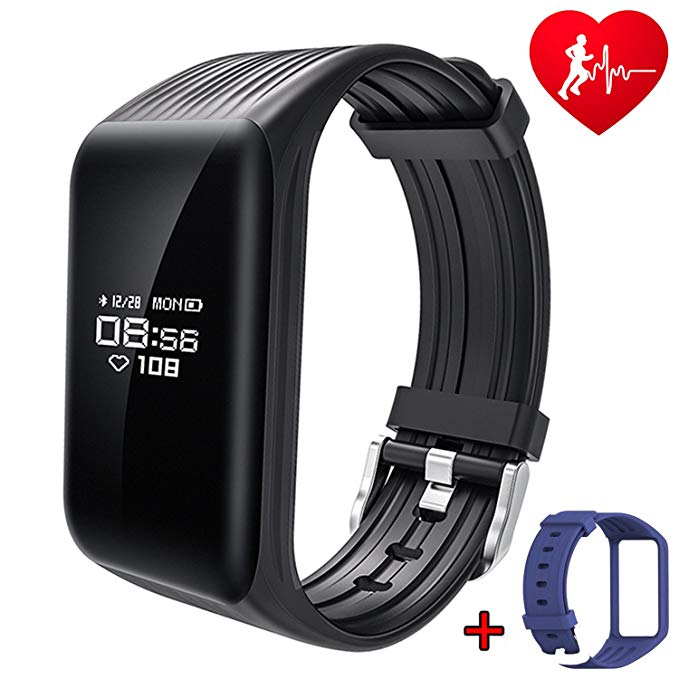 DAWO Fitness Tracker Watch IP68 Waterproof Activity Wireless Smart Bracelet with Continuous Heart Rate Monitor Step Calorie Sleep Counter Bluetooth Wristband Pedometer Sports Smart Band