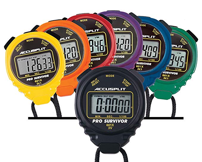 ACCUSPLIT A601X Pro Survivor Rainbow Plus One Stopwatches(6 Pack), Assorted colors