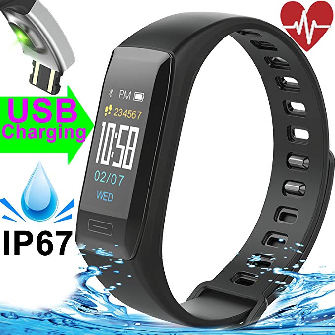 Fitness Tracker Watch Heart Rate Blood Pressure Sleep Monitor IP67 Waterproof Activity Tracker for Women Men Kids 0.96