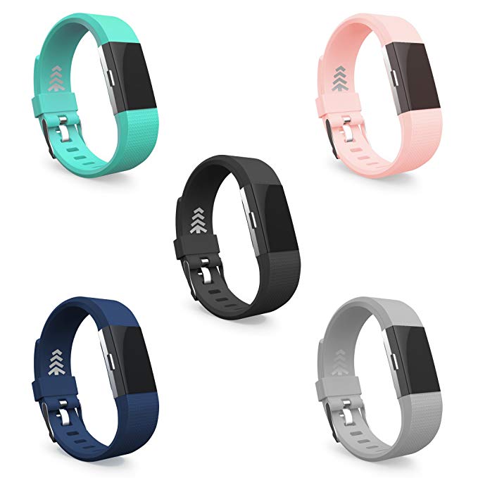 Teak - Fitbit Charge 2 Band - Silicone and Magnetic Loop Stainless Steel Replacement Wristband