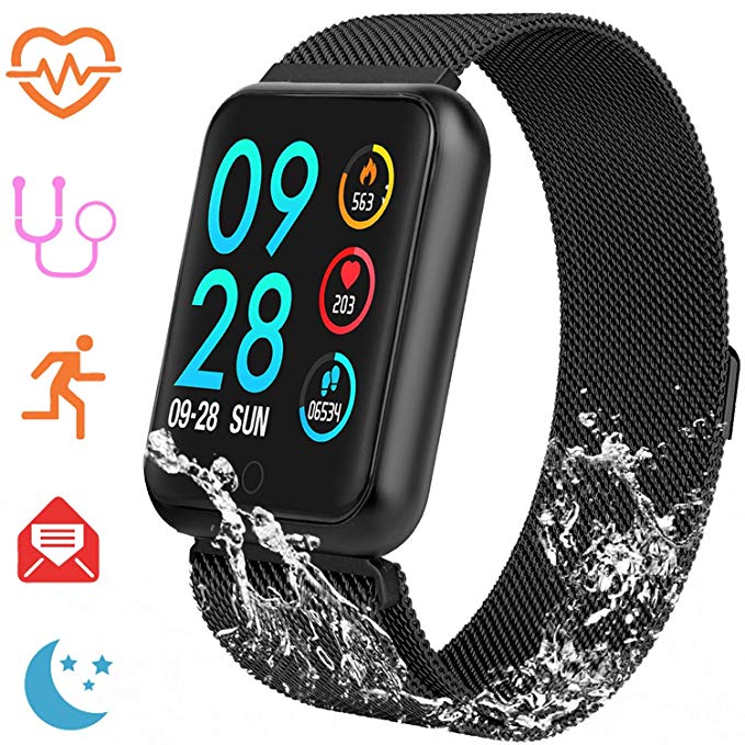 Fitness Tracker Watch with for Men Women Teen – 2018 Health Activity Tracker Smart Watch with Blood Pressure and Heart Rate Monitor for iPhone & Android