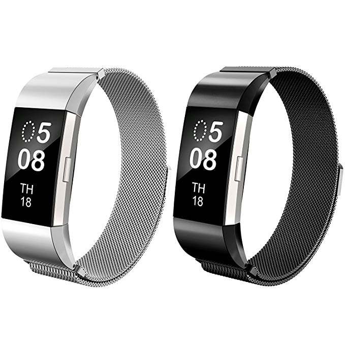 Bands for Fitbit Charge 2, Milanese Replacement Stainless Steel Metal Wristband Strap with Magnet Lock for Fitbit Charge2