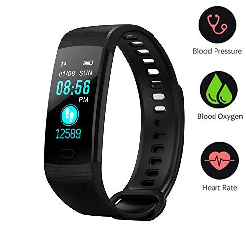 BONNIEWAN Fitness Tracker with Heart Rate Color Screen Activity Tracker and Blood Pressure Monitor, IP67 Waterproof Sleep Monitor, Calorie Counter Pedometer 4 Sport Mode for Kids Women Men