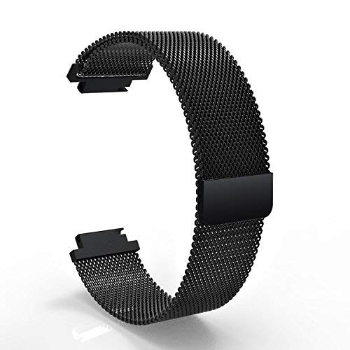 Feicuan 15mm Replacement Watch Bracelet Magnetic Loop Clasp Stainless Steel Wrist Strap for Garmin Approach S6 S20 -Black