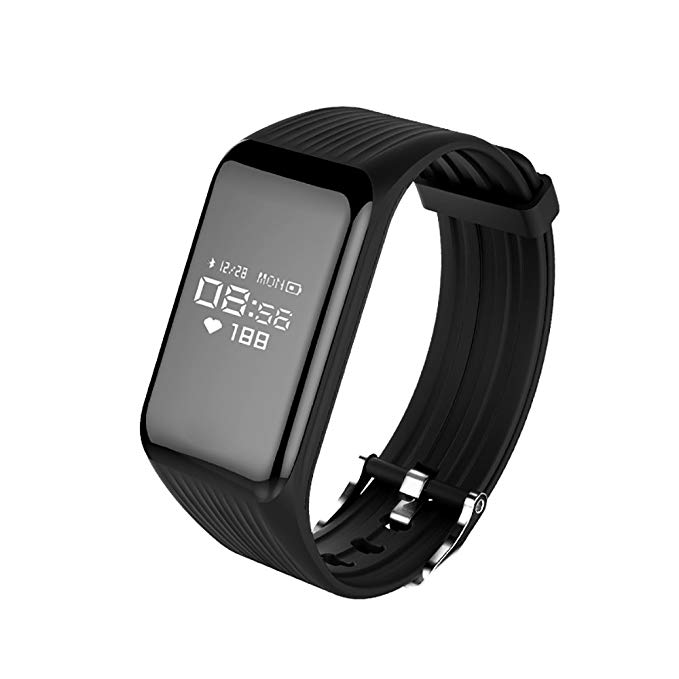 Smart Bracelet IP67 Waterproof Fitness Tracker Heart Rate Monitor Calorie Pedometer Health Smartwatch Bluetooth Wristband with Sleep Monitor Calls Reminder for Android IOS phone by Xintaichang(Black)