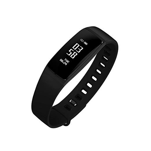 V07s Fitness Tracker Smart Wristband Bracelet with Heart Rate Monitor, Waterproof Wireless Bluetooth Call Remind Auto Sleep Monitor Sport Pedometer Activity Tracker for Android iOS Phones (Black)