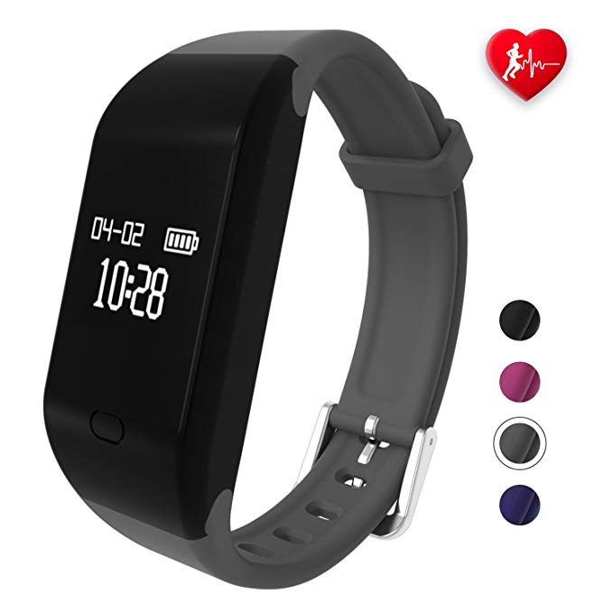 fitpolo Fitness Tracker Heart Rate Monitor, IP67 Waterproof Activity Tracker with Pedometer Heart Rate and Sleep Monitor,Step Calorie Counter Wristband Smart Watch for Android and iOS