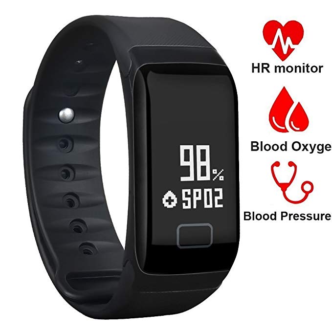 Fitness Tracker,Waterproof Activity Tracker with Heart Rate Blood Pressure Blood Oxygen Monitor,Smart Wristband with Calorie Counter Watch Pedometer Sleep Monitor Bluetooth Bracelet F1