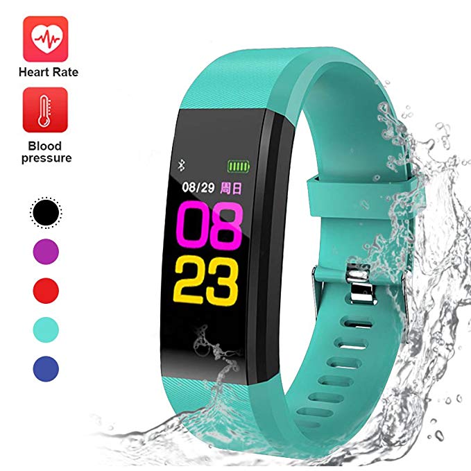 Fitness Tracker,Color Screen Activity Tracker with Heart Rate Monitor Blood Pressure Test, Smart Watch with Sleep Monitor, Pedometer Watch Calories Burned