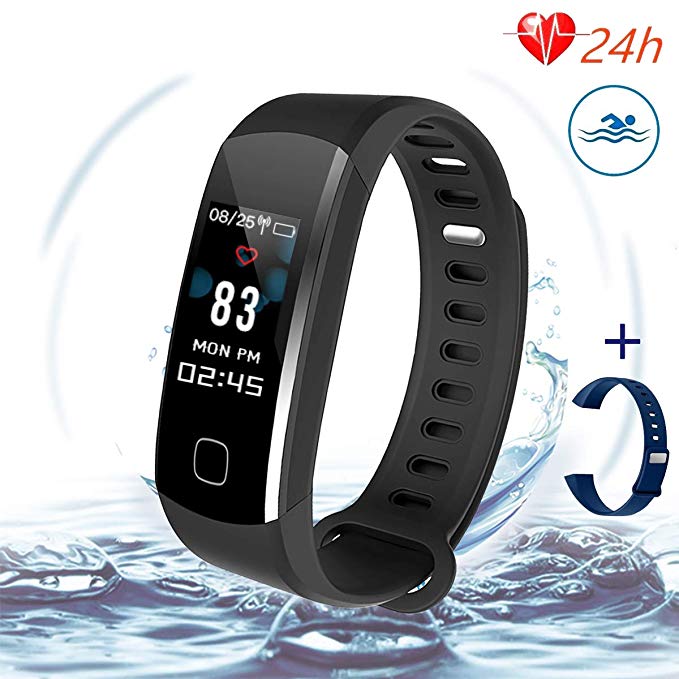 Fitness Tracker, Smart Activity Tracker With Sleep Monitor, Continuous Heart Rate Monitor, Calorie Burn Tracker, Pedometer, Multi-Color Screen Display, Blood Pressure Test, Compatible Ios And Android