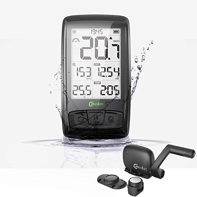 Bike Computer 2.5-inch Cmeilan M4 BT4.0 Wireless Speed + Cadence Data Support Bluetooth Wireless Connect Support Heart Rate Monitor