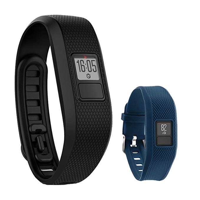 Vivofit 3 Activity Tracker Fitness Band + Replacement Band (Black + Blue Band)