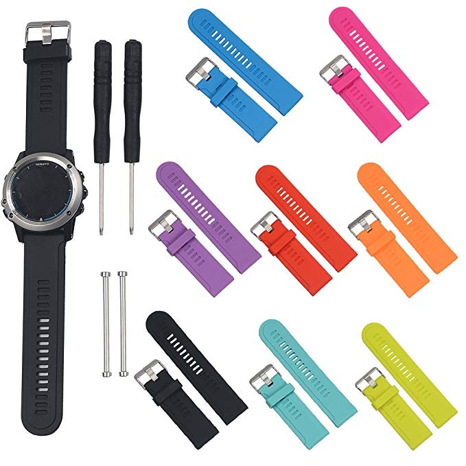 I-SMILE Colorful Replacement Bands with Pin Removal Tools for Garmin Fenix 3, Fenix 3 HR, Quatix, Quatix 3(No Tracker, Replacement Bands Only)