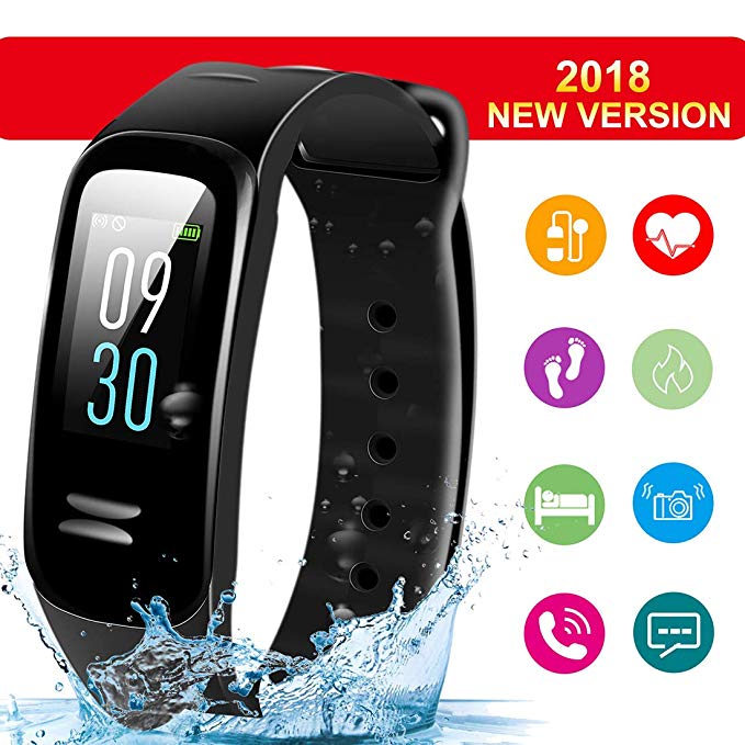 E-Chuang Fitness Tracker HR, Activity Tracker Watch with Heart Rate Monitor, Waterproof Smart Fitness Band with Step Counter, Calorie Counter, Pedometer Watch for Kids