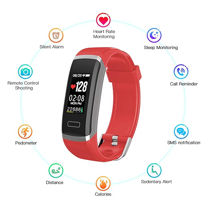 Riocean Fitness Tracker, Smart Watch Heart Rate Monitor, IP67 Waterproof Activity Tracker Color Screen Smart Wristband Calorie Counter Pedometer Sleep Monitor Kids Women Men