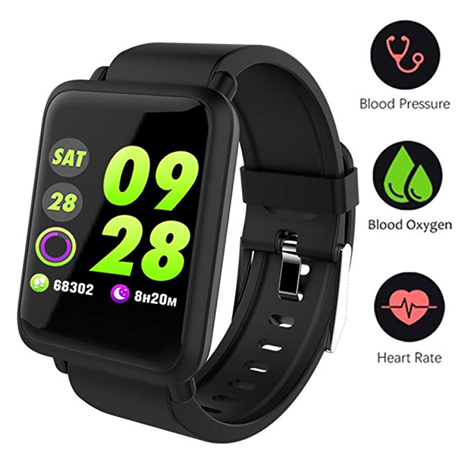 Fitness Tracker,Color Big Screen Activity Tracker Watch with Blood Pressure Blood Oxygen, IP67 Waterproof Smart Band with Heart Rate, Sleep Monitor, Call Message Reminder,Pedometer for Men, Women Kids