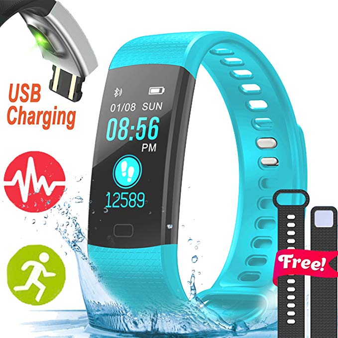 GBD IP67 Waterproof Sport Fitness Tracker Smart Watch with Heart Rate Blood Pressure Monitor for Men Women Kids Girls Boys Pedometer Wearable Wrist Watch Wristband for iOS Android