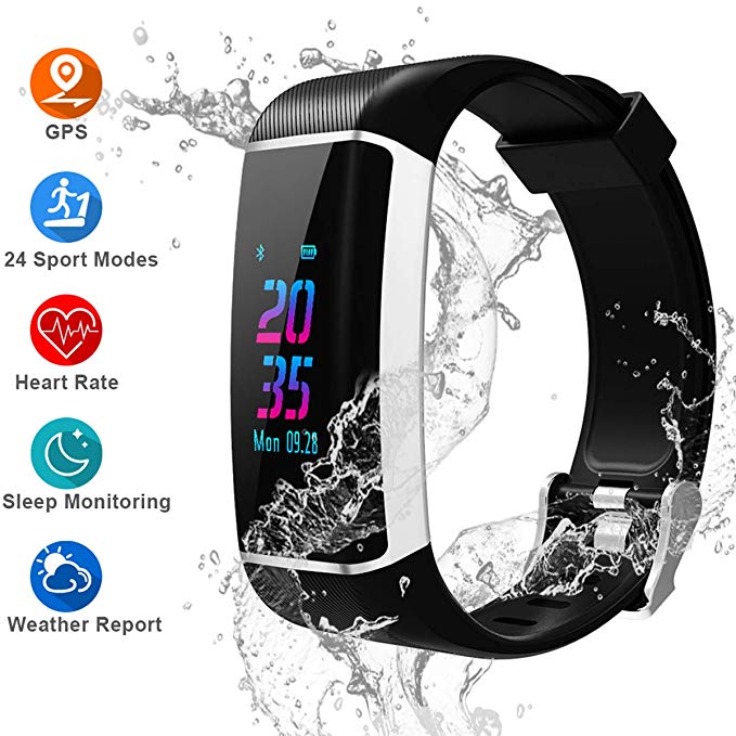 YOUNGDO GPS Fitness Tracker HR, 24 Sports Modes Color Screen Activity Tracker with Heart Rate Monitor, Built-in GPS, Waterproof Smart Wristband, Step Counter, Sleep Monitor, Pedometer for Women Men