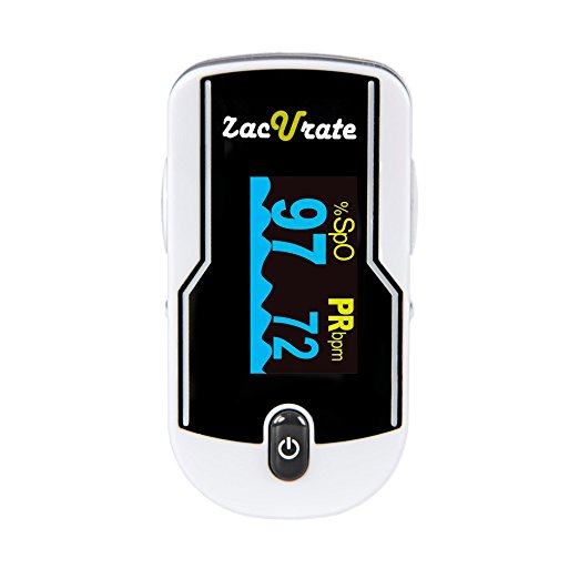 Zacurate Premium Fingertip Pulse Oximeter Blood Oxygen Saturation Monitor with Silicon Cover, Batteries and Lanyard