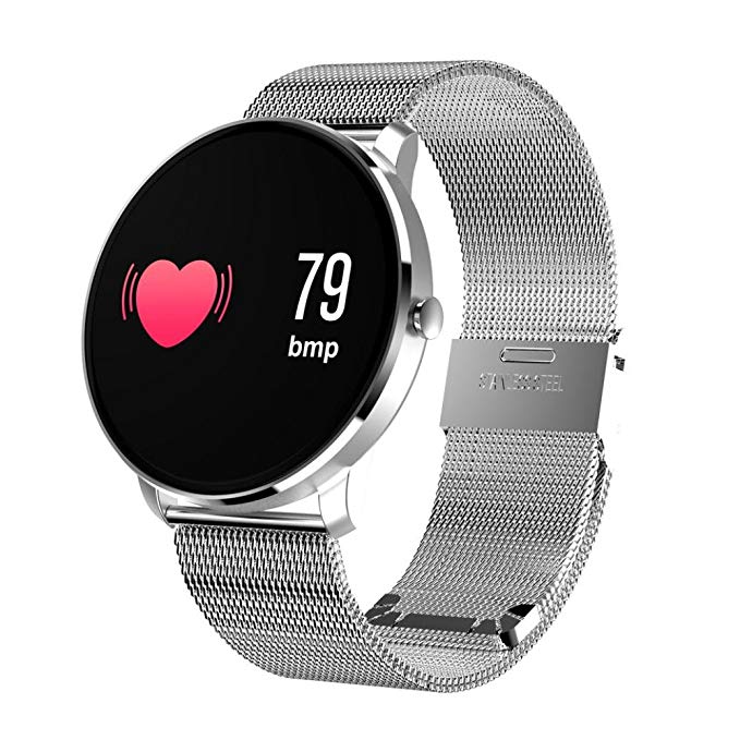 Smart Watch for Women Men, [Fitness Wireless Bluetooth Smart Watch Gift] Waterproof [Wrist Watch ] Bracelet -Sport Watches with Heart Rate/Tracker / Sleep Monitoring (Silver)