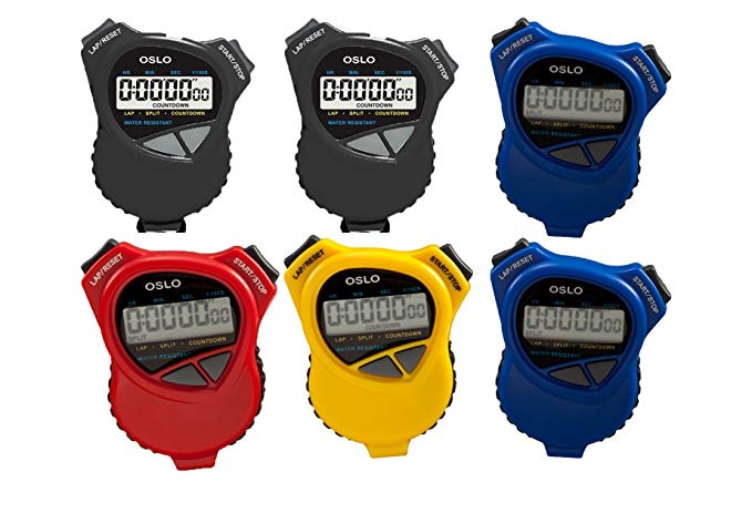 Oslo 6 Pack Assortment Dual Stopwatch/Countdown Timer