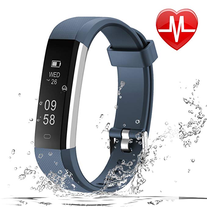 LETSCOM Fitness Tracker HR, Fitness Watch with Heart Rate Monitor, Slim Pedometer Watch Sleep Monitor, Step Counter, Calorie Counter for Kids Women and Men