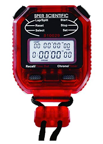 Sper Scientific 810029R 8 Memory Stopwatch Digital Count Up/Countdown Timer