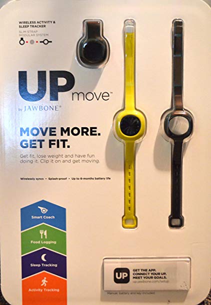 Jawbone up Move Activity Tracker, Onyx with Black Clip and Two Extra Straps, One Yellow and One Black