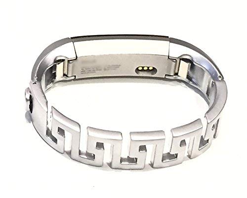 BSI Metal Luxury Band For Fitbit Alta Activity Tracker Elegant Silver Matte Greek Key Design 6