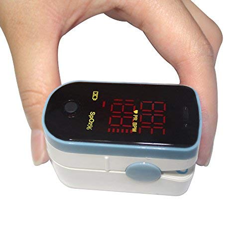 CHOICEMMED Sky Blue Finger Pulse Oximeter - Blood Oxygen Saturation Monitor - SPO2 Pulse Oximeter - Portable Oxygen Sensor with Included Batteries - O2 Saturation Monitor with Carry Pouch