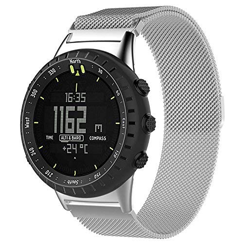 QGHXO Metal Band For Suunto Core, Milanese Loop Metal Watch Band with Unique Magnet Lock for Suunto Core Smart Watch, Fits 5.8