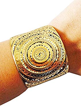 Fitbit Bracelet for Fitbit Flex or Flex 2 Fitness Trackers - The MARISOL Engraved Gold Cuff Activity Tracker Bracelet