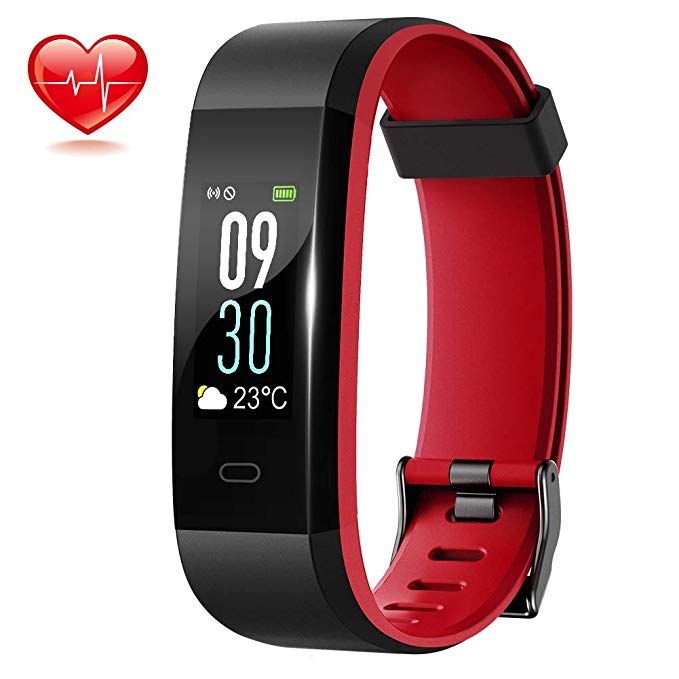 Fitness Tracker, Lintelek Large Screen Activity Tracker with Heart Rate Monitor, Fitness Watch with Color Screen, Double Color Strap, Waterproof Pedometer with 14 Sports Modes for Men Women Kids