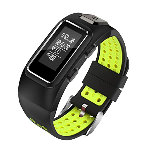 Diggro DB-10 Smart Bracelet Build-in GPS Tracker 20 days Standby Time Four Sport Modes Heart Rate Monitor IP68 Waterproof Bluetooth 4.0 Calling Message Reminder for Android & iOS(Black+Green)