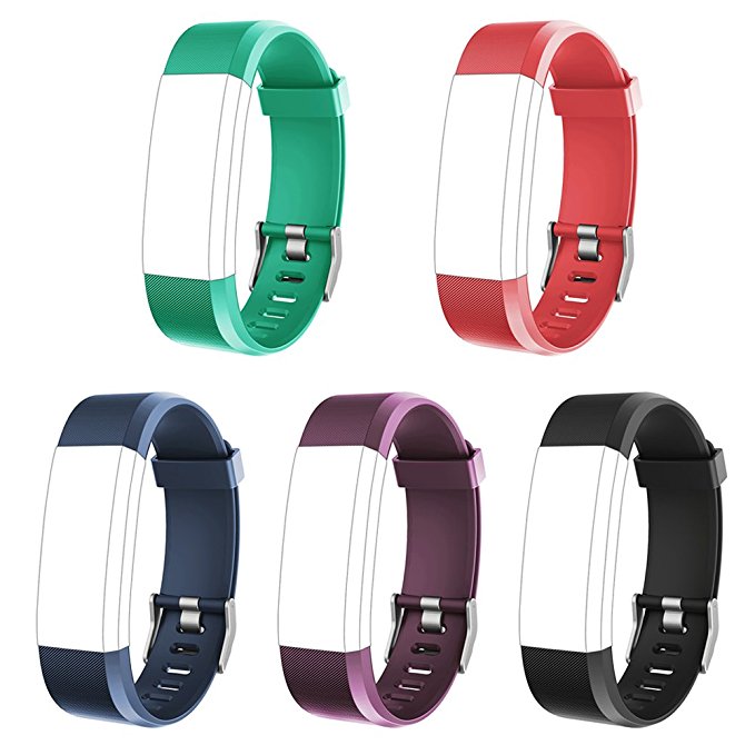 LETSCOM Replacement Bands for Fitness Tracker ID115Plus HR, 5 Pack (Black, Blue, Purple, Red, Green)