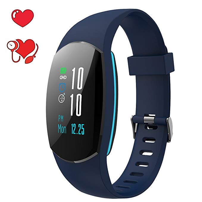 COSVII Fitness Tracker Color Screen with Heart Rate Monitor, Pedometer, Blood Pressure Monitor,Sleep Monitor, Calorie Counter, Waterproof Android IOS Smart Watch for Women Men Kids